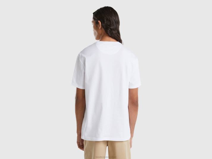 Heren Benetton T-shirt met ronde hals en print wit 4R624449