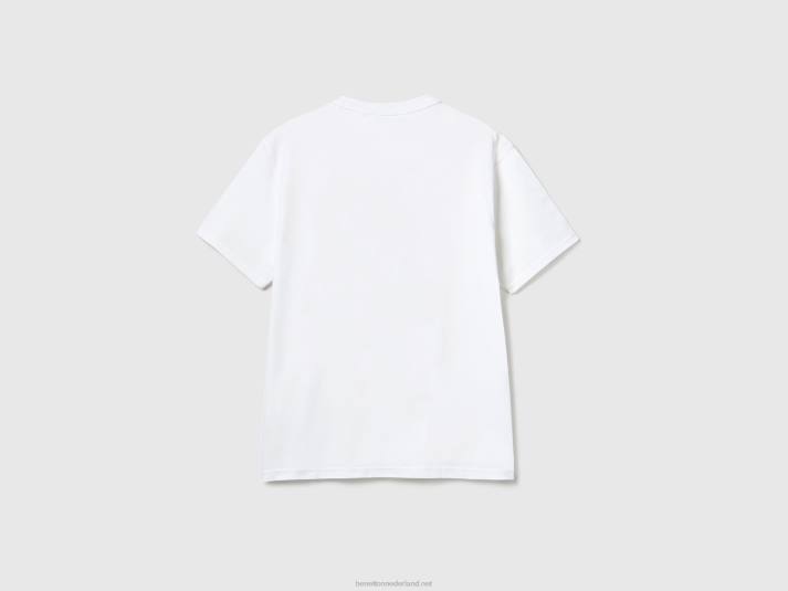 Heren Benetton T-shirt met ronde hals en print wit 4R624449