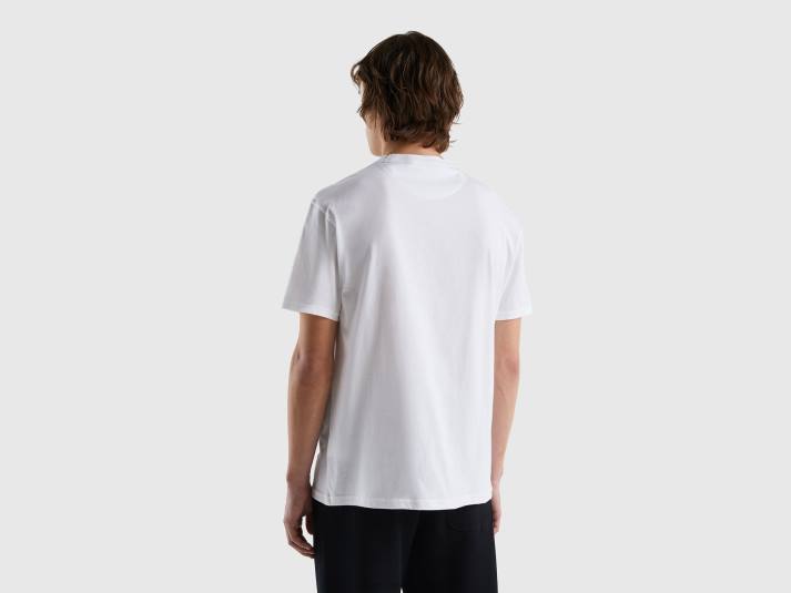 Heren Benetton T-shirt met ronde hals en print wit 4R624459