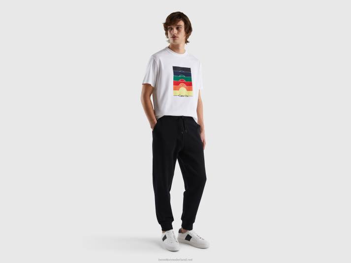 Heren Benetton T-shirt met ronde hals en print wit 4R624459