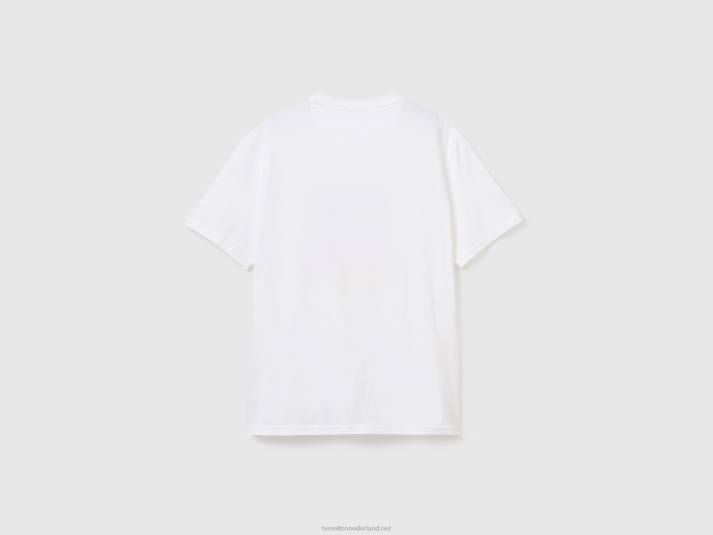 Heren Benetton T-shirt met ronde hals en print wit 4R624459