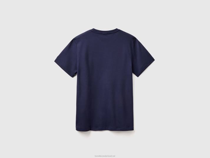 Heren Benetton T-shirt van 100% katoen donkerblauw 4R621275