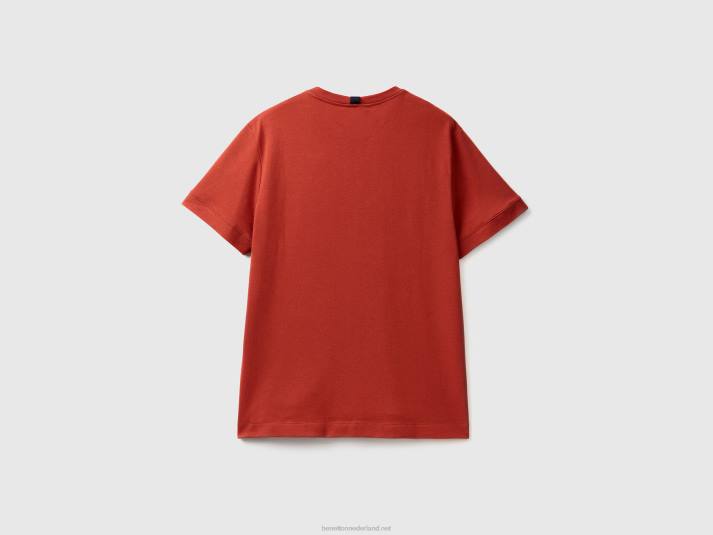 Heren Benetton T-shirt van 100% katoen met zak bruin 4R624490