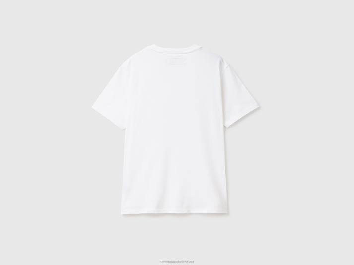 Heren Benetton T-shirt van 100% katoen met zak wit 4R621299
