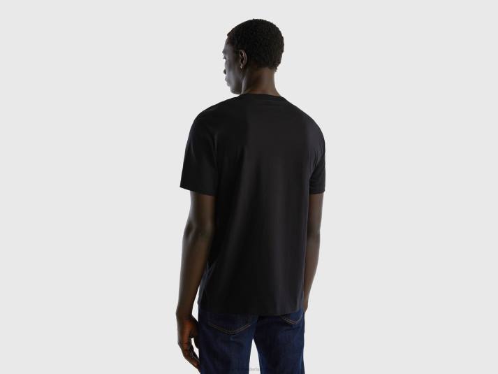 Heren Benetton T-shirt van 100% katoen met zak zwart 4R621284