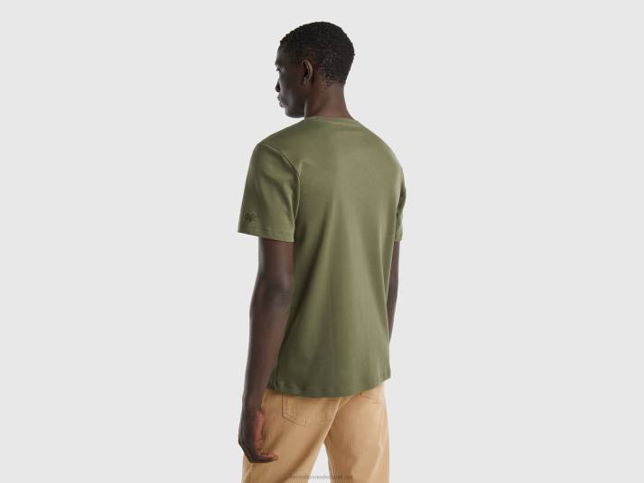 Heren Benetton T-shirt van 100% katoen militair groen 4R621274