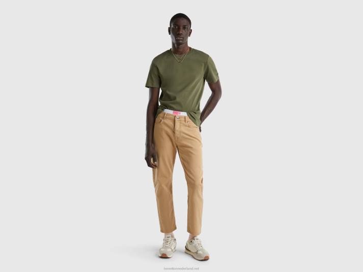 Heren Benetton T-shirt van 100% katoen militair groen 4R621274