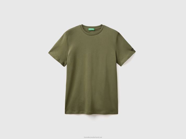 Heren Benetton T-shirt van 100% katoen militair groen 4R624446