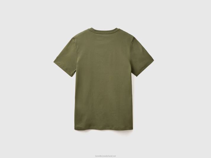 Heren Benetton T-shirt van 100% katoen militair groen 4R624446