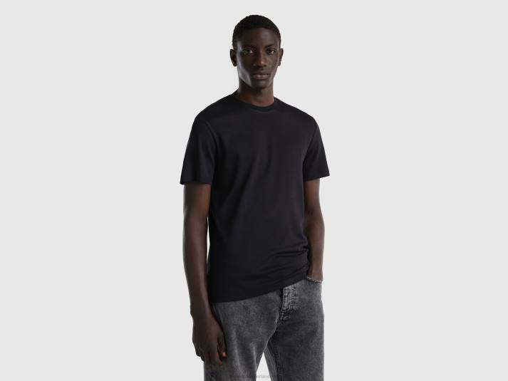 Heren Benetton T-shirt van 100% katoen zwart 4R621232
