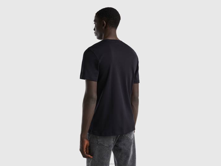 Heren Benetton T-shirt van 100% katoen zwart 4R621232