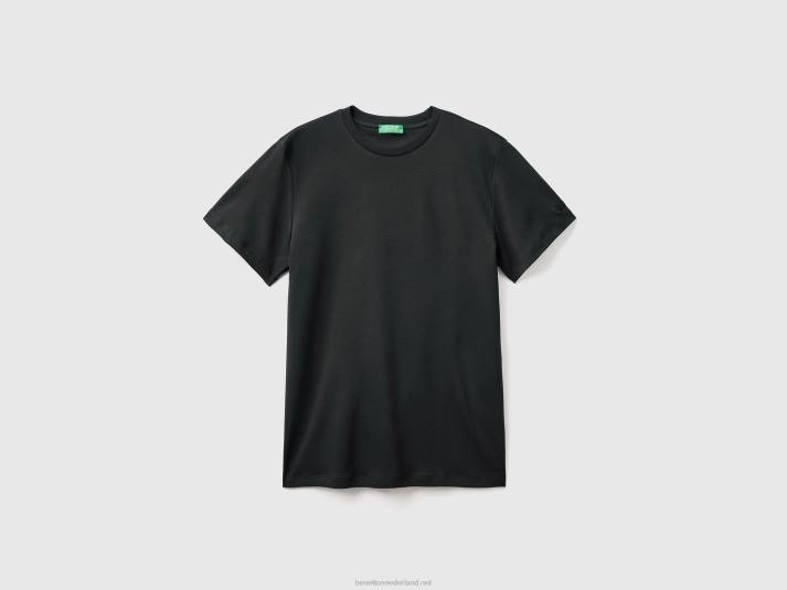Heren Benetton T-shirt van 100% katoen zwart 4R621232