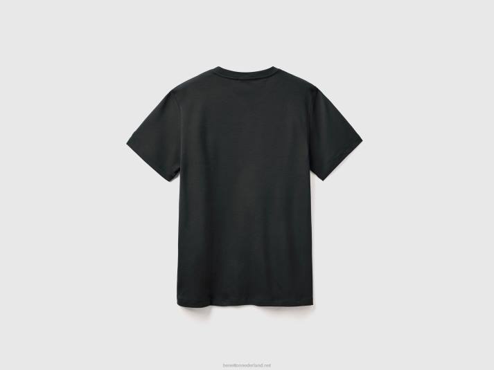 Heren Benetton T-shirt van 100% katoen zwart 4R621232