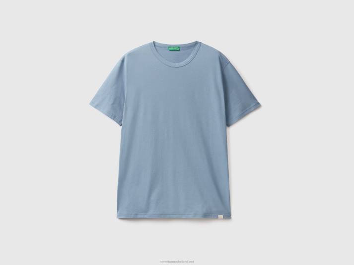Heren Benetton T-shirt van warme katoen luchtmacht blauw 4R621241