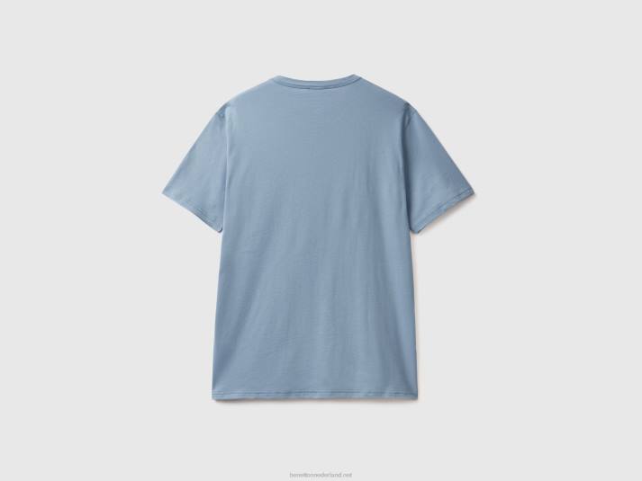 Heren Benetton T-shirt van warme katoen luchtmacht blauw 4R621241