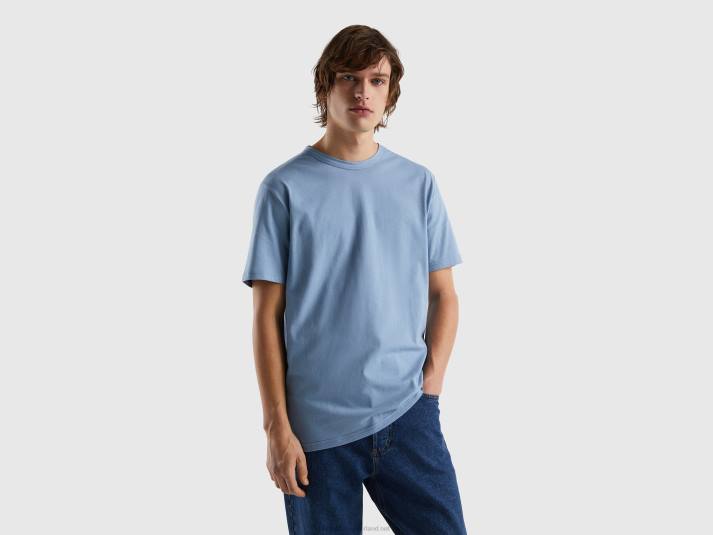Heren Benetton T-shirt van warme katoen luchtmacht blauw 4R624489