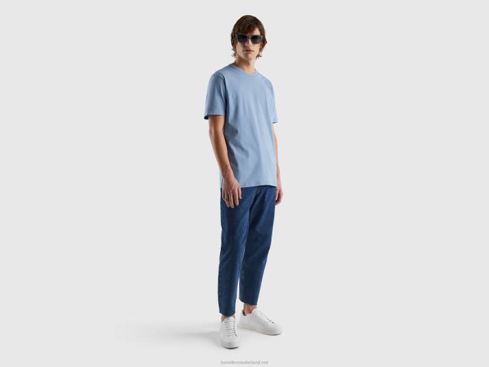 Heren Benetton T-shirt van warme katoen luchtmacht blauw 4R624489
