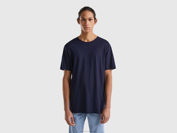 Heren Benetton donkerblauw t-shirt van slubkatoen donkerblauw 4R621280