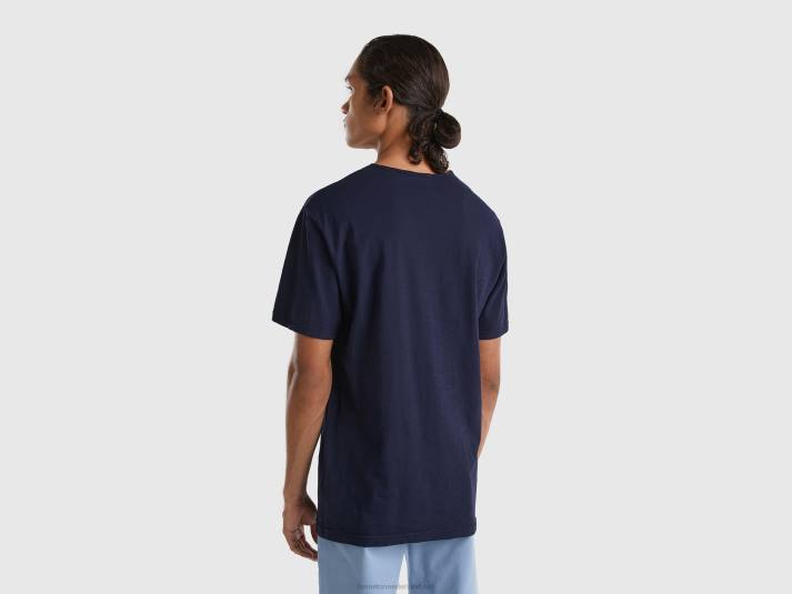 Heren Benetton donkerblauw t-shirt van slubkatoen donkerblauw 4R621280