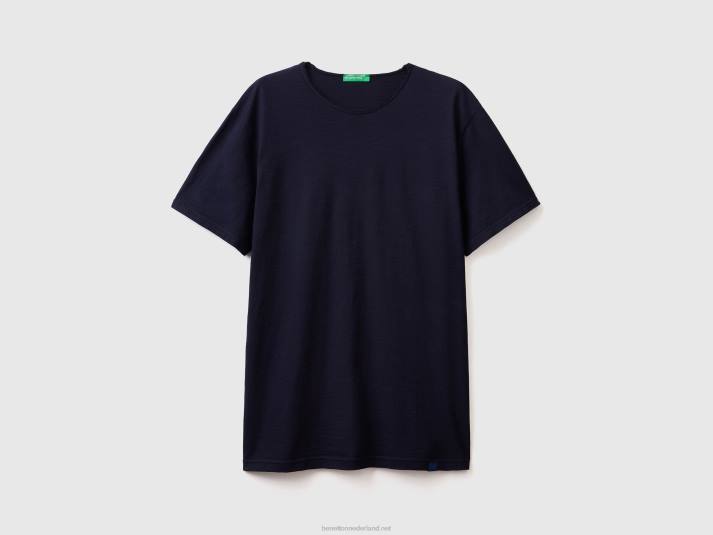 Heren Benetton donkerblauw t-shirt van slubkatoen donkerblauw 4R621280