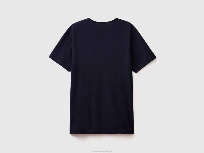 Heren Benetton donkerblauw t-shirt van slubkatoen donkerblauw 4R621280