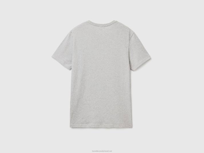 Heren Benetton gemêleerd grijs t-shirt lichtgrijs 4R621293