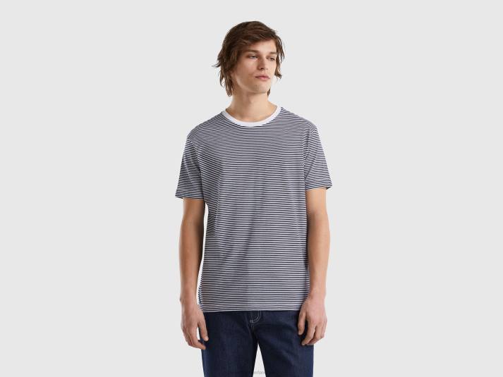Heren Benetton gestreept t-shirt van 100% katoen wit 4R621291