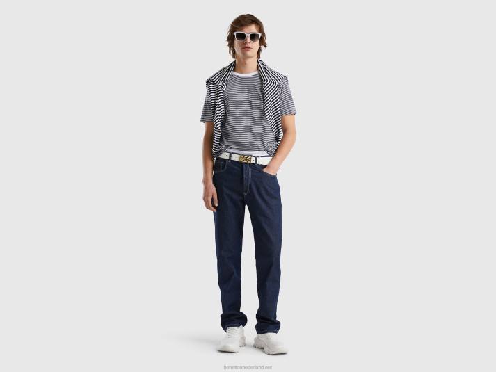 Heren Benetton gestreept t-shirt van 100% katoen wit 4R621291