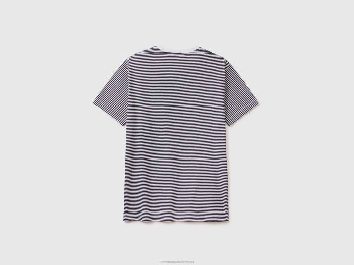 Heren Benetton gestreept t-shirt van 100% katoen wit 4R621291