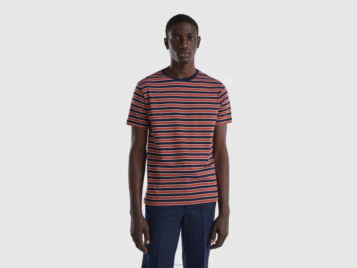 Heren Benetton gestreept t-shirt van 100% katoen wit 4R624477