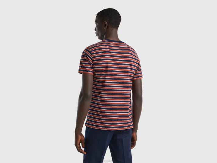 Heren Benetton gestreept t-shirt van 100% katoen wit 4R624477