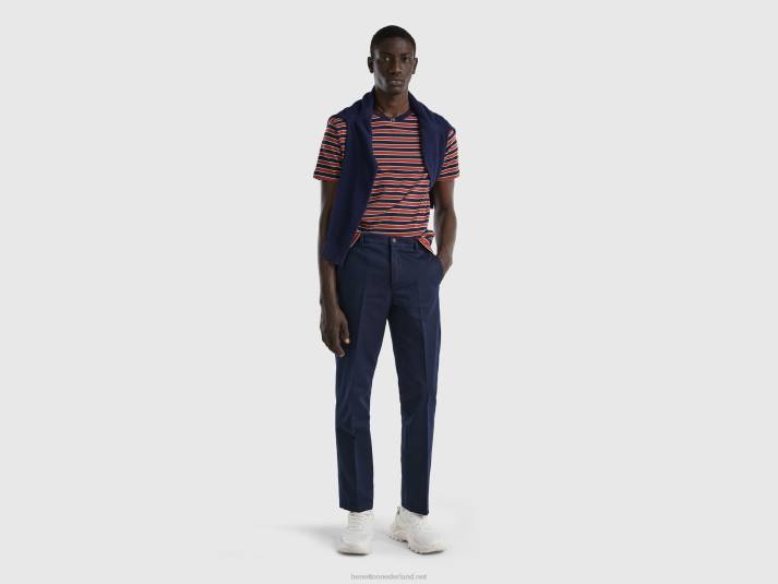 Heren Benetton gestreept t-shirt van 100% katoen wit 4R624477