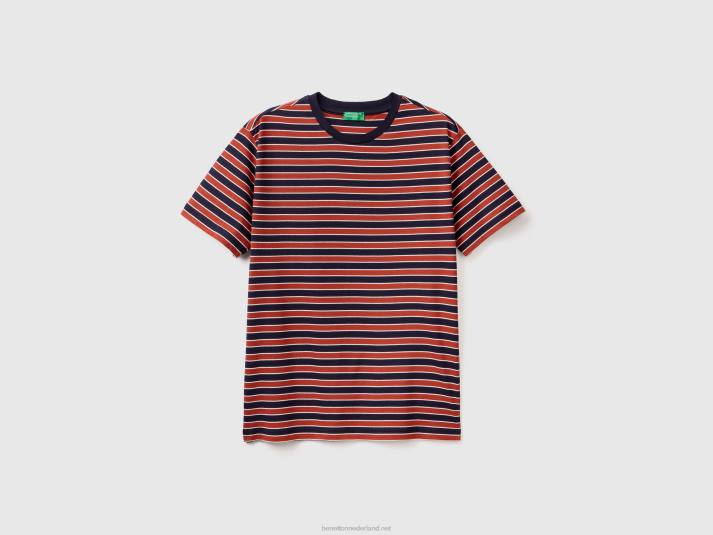 Heren Benetton gestreept t-shirt van 100% katoen wit 4R624477