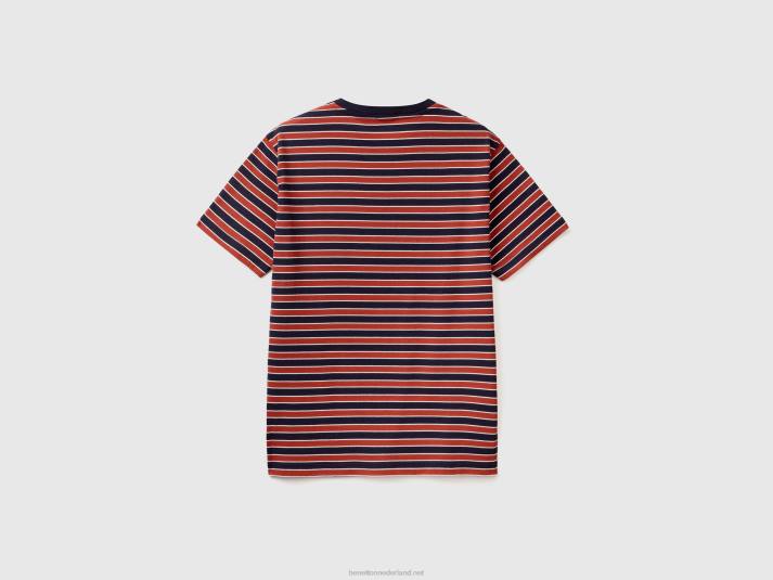 Heren Benetton gestreept t-shirt van 100% katoen wit 4R624477