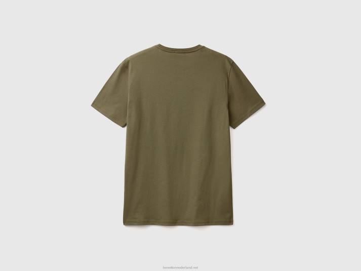 Heren Benetton groen t shirt militair groen 4R624454