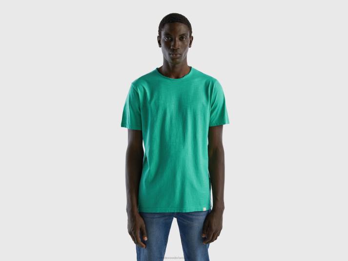 Heren Benetton groen t-shirt van slubkatoen groente 4R624467
