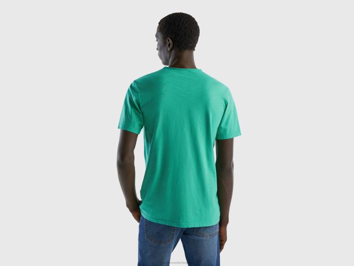 Heren Benetton groen t-shirt van slubkatoen groente 4R624467