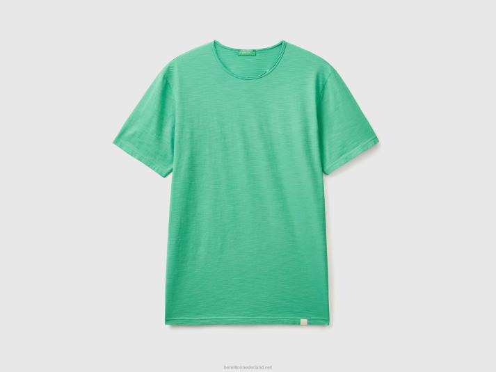 Heren Benetton groen t-shirt van slubkatoen groente 4R624467
