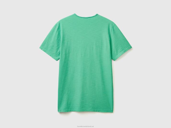 Heren Benetton groen t-shirt van slubkatoen groente 4R624467