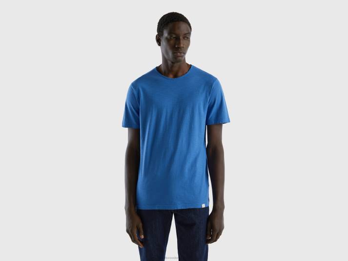 Heren Benetton lichtblauw t-shirt van slubkatoen lichtblauw 4R621201