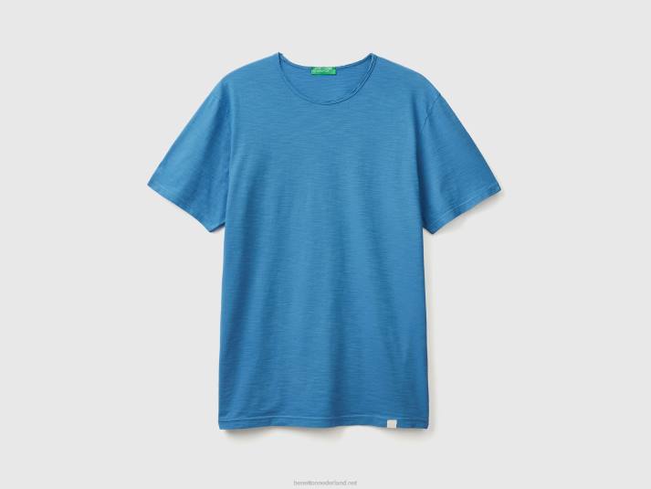 Heren Benetton lichtblauw t-shirt van slubkatoen lichtblauw 4R621201
