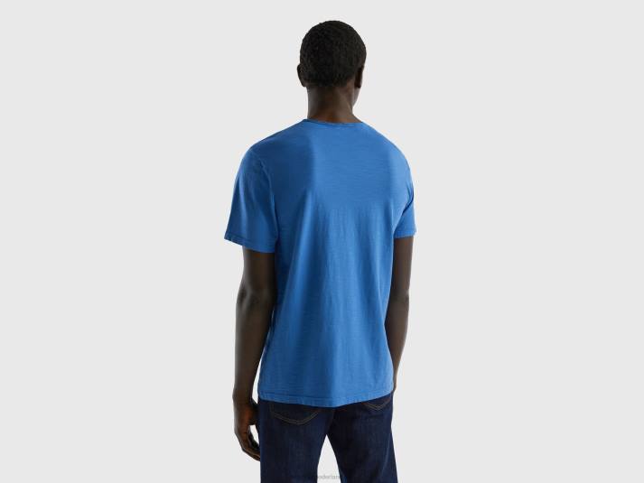 Heren Benetton lichtblauw t-shirt van slubkatoen lichtblauw 4R624501