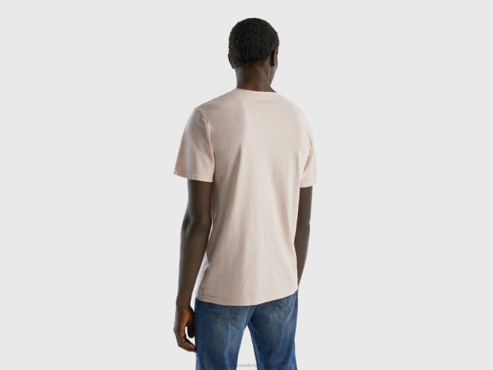 Heren Benetton roze t-shirt van slubkatoen zacht roze 4R624488