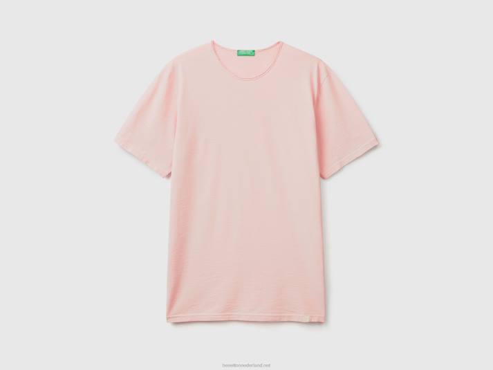Heren Benetton roze t-shirt van slubkatoen zacht roze 4R624488