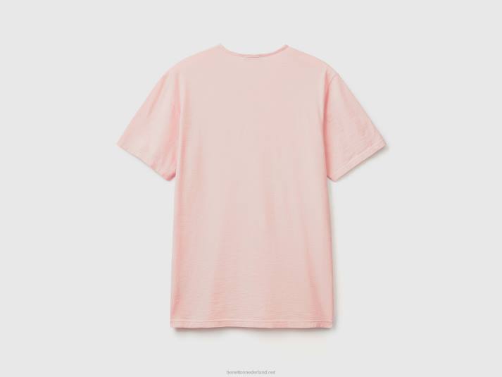 Heren Benetton roze t-shirt van slubkatoen zacht roze 4R624488