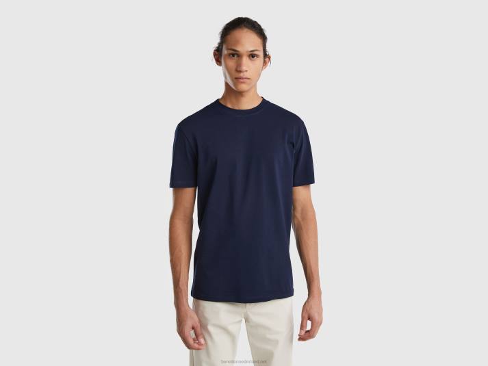 Heren Benetton slimfit T-shirt van stretchkatoen donkerblauw 4R621305