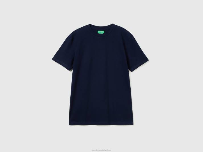 Heren Benetton slimfit T-shirt van stretchkatoen donkerblauw 4R621305