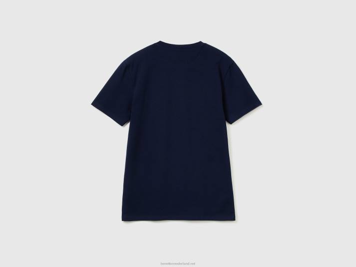 Heren Benetton slimfit T-shirt van stretchkatoen donkerblauw 4R621305