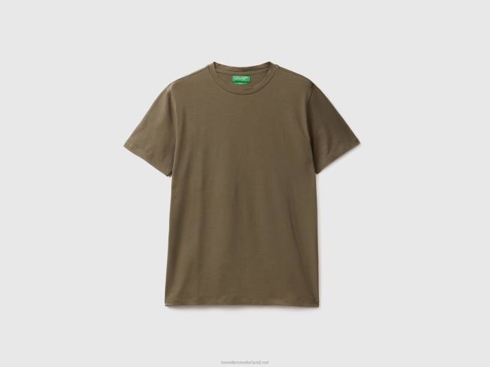 Heren Benetton slimfit T-shirt van stretchkatoen militair groen 4R624497