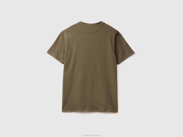 Heren Benetton slimfit T-shirt van stretchkatoen militair groen 4R624497